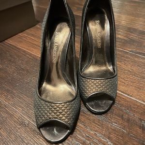 Brown Enzo Angiolini peep toe heels size 4